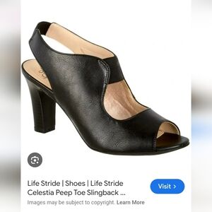 NWT.Life Stride Black Slingback Heels